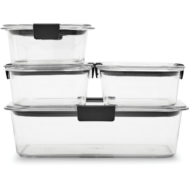 Set of 10 Kitchen Food Storage Containers Plastic Clear Freezer Dishwasher Safe 